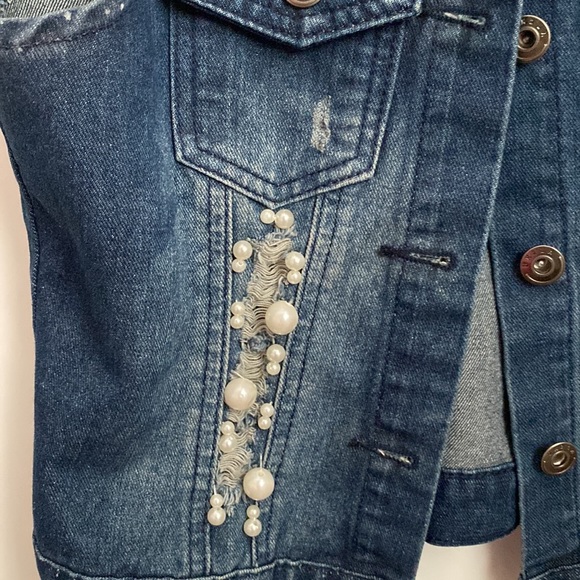 Vintage denim dress with pearl and stud accents - Picture 4 of 4